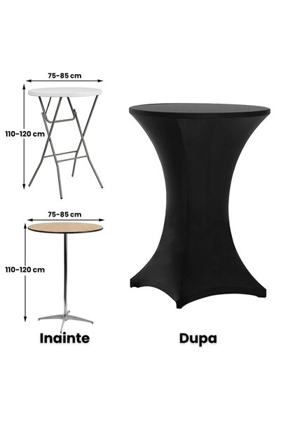 HASEPE Husa Masa Cocktail Elastice Pentru Evenimente, Protectie Masa, Fixare Sigura, Montaj Rapid