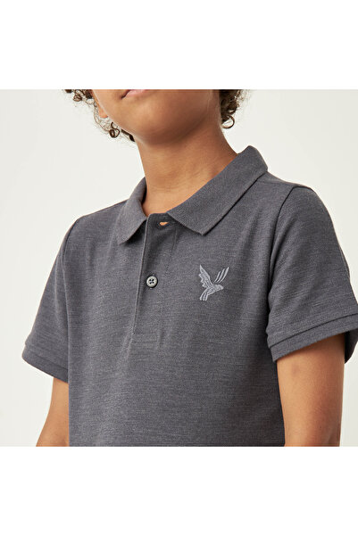 Juniors Solid Polo T-Shirt With Short Sleeves And Button Closure