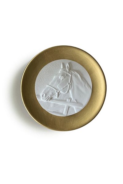 HOME DEKORİSTA Decorative Plate, Decorative Object, Gold Color Plate, Horse Decorative Object, Dekorista Home, Horse Decor