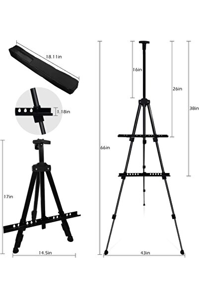 fulina Metal Easel Stand for Sign and Painting,Tripod Adjustable Height,Use for Display,with Carry Bag