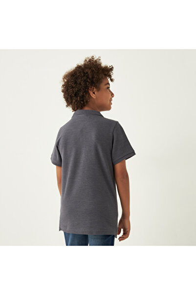 Juniors Solid Polo T-Shirt With Short Sleeves And Button Closure