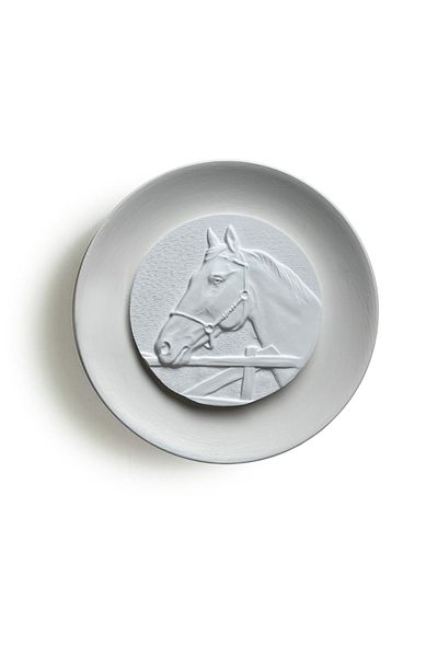 HOME DEKORİSTA Decorative Plate, Decorative Object, Stone Color Plate, Horse Decorative Object, Dekorista Home