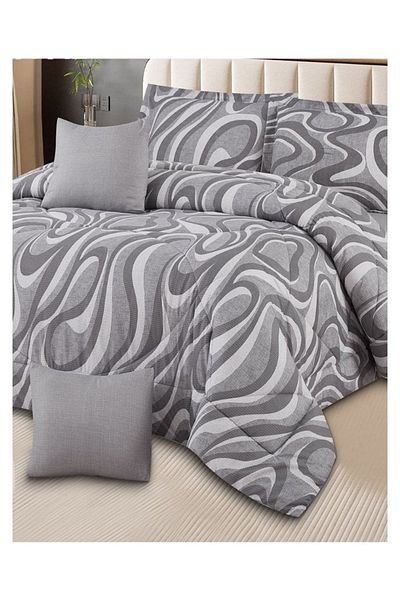 smart home Double-sided comforter set, 6-piece bedspread, 6-piece filling comforter, 100% microfiber comforter, 230 x 250 cm