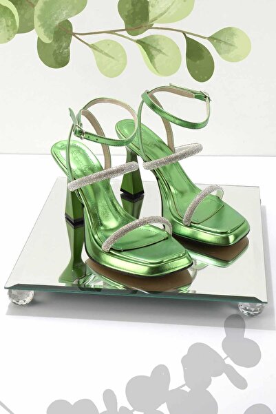 Bambi Metallic Green Women's Evening Dress Shoes K05215400809