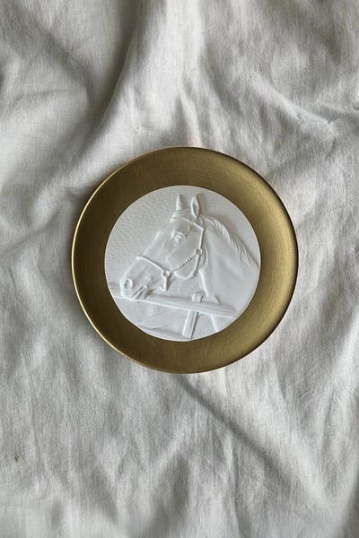 HOME DEKORİSTA Decorative Plate, Decorative Object, Gold Color Plate, Horse Decorative Object, Dekorista Home, Horse Decor