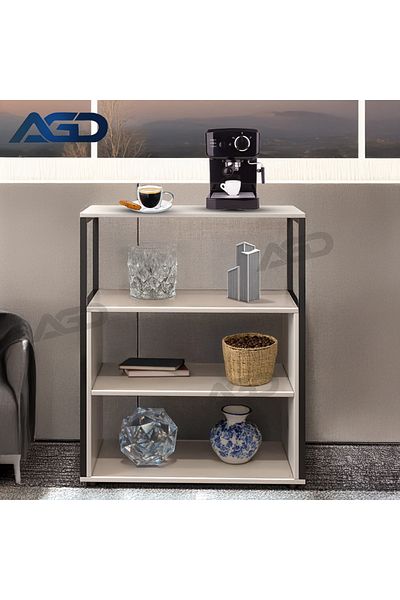 AGD Console Entryway Table, 4-Shelf Side Table Meets All Your Needs 70*40*88 cm - White/Black