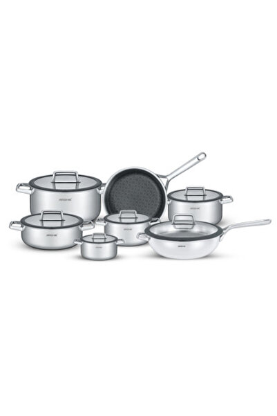 Arshia طقم أواني طهي من الفولاذ المقاوم للصدأ ثلاثي الطبقات، مكون من 13 قطعة،...