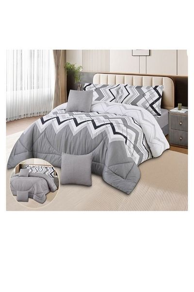 smart home Double-sided comforter set, 6-piece bedspread, 6-piece filling comforter, 100% microfiber comforter, 230 x 250 cm