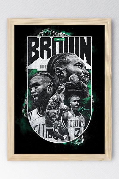 Saturn Pictură înrămată Jaylen Brown - Pictură poster NBA de baschet