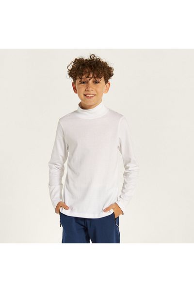 Juniors Solid T-Shirt With Long Sleeves And High Neck