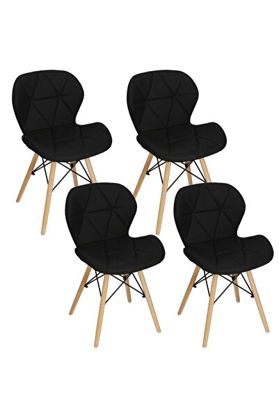 SERSIMO Set 4 scaune dining Torino pentru bucatarie tapitat cu piele ecologic...