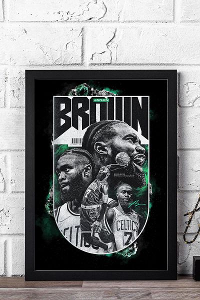 Saturn Pictură înrămată Jaylen Brown - Pictură poster NBA de baschet