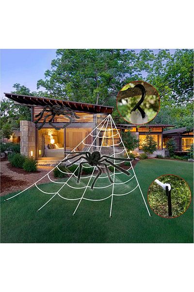 Jioenyue Halloween cloth and spider set, textile, black/white, 125 cm