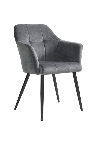 SONGMICS Scaun living tapitat din catifea cu cotiere, sarcina 110 kg, 61x60x87 cm, gri