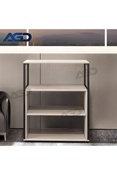 AGD Console Entryway Table, 4-Shelf Side Table Meets All Your Needs 70*40*88 cm - White/Black