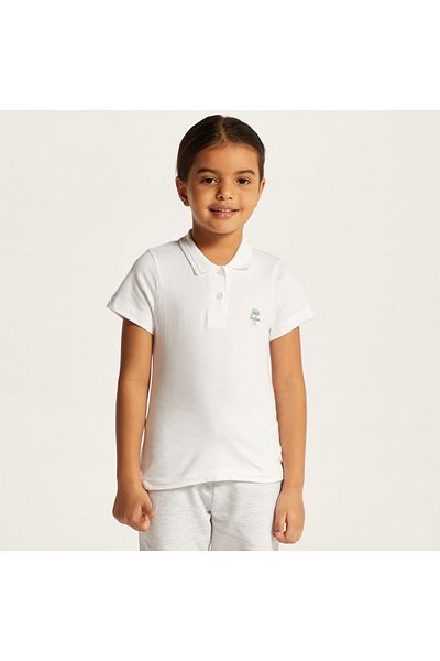 Juniors Solid Polo T-Shirt With Short Sleeves