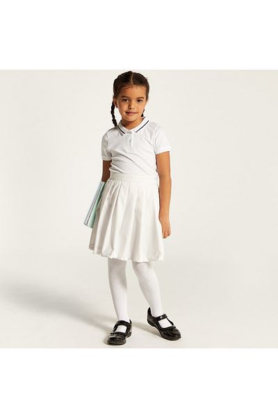 Juniors Solid Polo T-Shirt With Short Sleeves