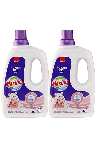 Sano Sano Maxima Baby συμπυκνωμένο απορρυπαντικό τζελ πλυντηρίου, 60 πλύσεις, 3 L X 2