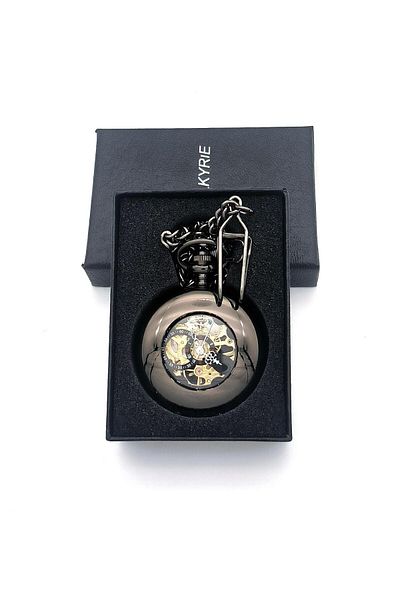 valkyrie Mechanical Chain Pocket Watch Transparent Design Retro Style Wind-Up Collectible Watch with Shackle