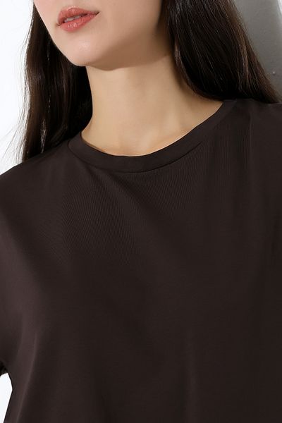 Endies Oversize Crew Neck 100% βαμβακερό χτενισμένο συμπαγές βασικό μπλουζάκι 21752 ΚΑΦΕ