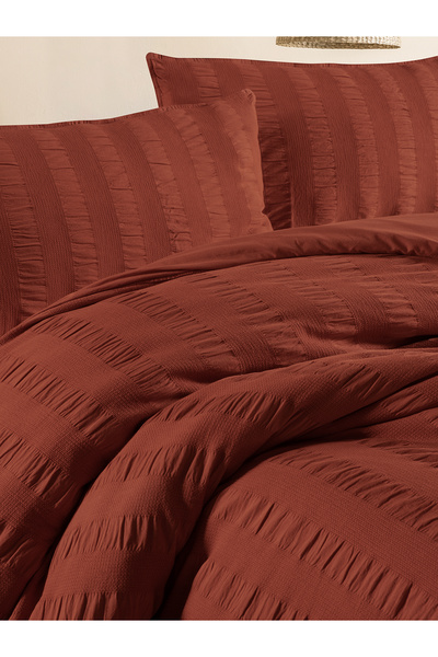 BED LİNE Set de lenjerie de pat dublu Seersucker cu cutie de țiglă