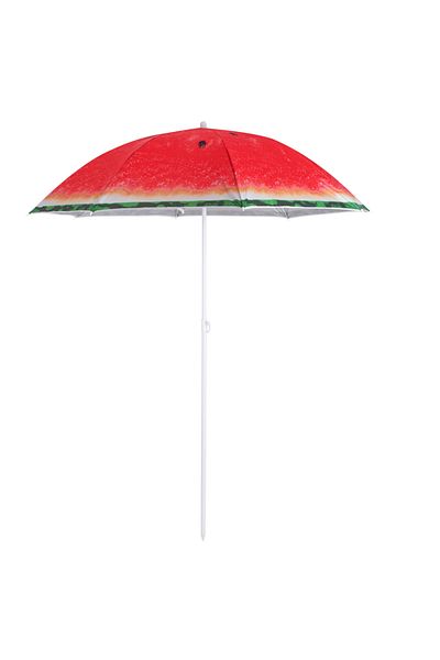 SERSIMO Foldable Beach Umbrella, With Adjustable Tilt And Height, Diameter 150 Cm, Red With Watermelon