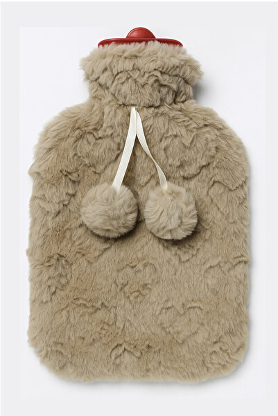 HOLNER 2L Sıcak Su Torbası – Peluş Yumuşak Kumaşlı Kılıf, Katlanabilir ve Güvenli BEJ