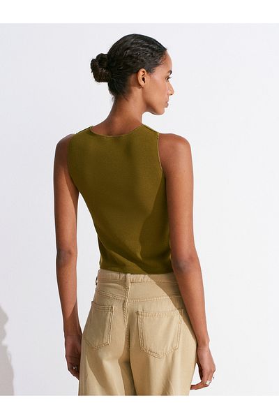 Dilvin 21129 Sleeveless Top-Dark Green
