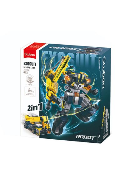 Sluban 246-Piece Exosuit 2-in-1 Autobot Mobile Crane Building Set Multicolor