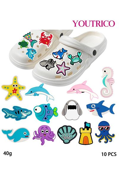 Youtrico 20pcs Summer Ocean Series Jibbitz Charms for PVC Slipper Ornament