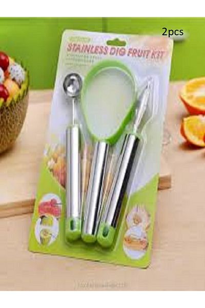 Generic 2pcs Fruit Corer, 3pcs Multi-function Fruit Carving Tool, Watermelon Scoop, Melon Corer, Removing Tool
