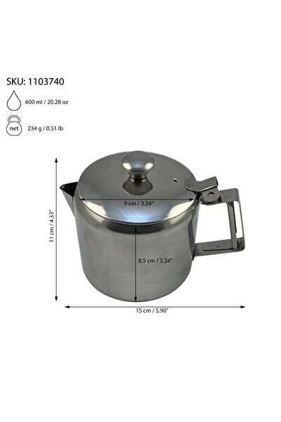 AzHome Milk jug with lid, Stainless steel, 600 ml