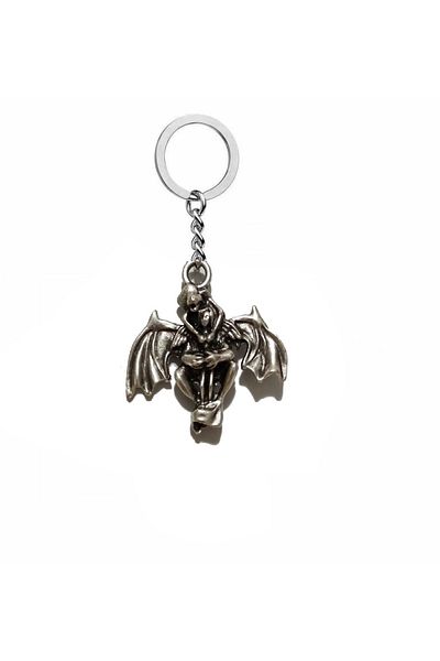 Herşey Nota Angel Bat Unisex Keychain – Gothic and Mystical Design