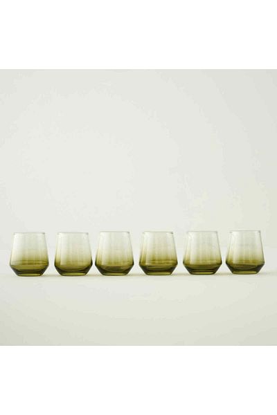 Bella Maison Colored 6-Piece Coffee Side Water Glass Green (115 Cc)