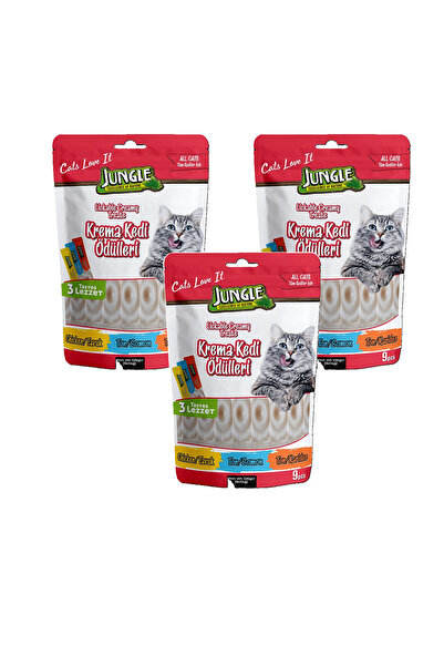 Jungle 14 GR *9'LU KREMA KEDİ ÖDÜL MAMASI MİX - 3 PAKET