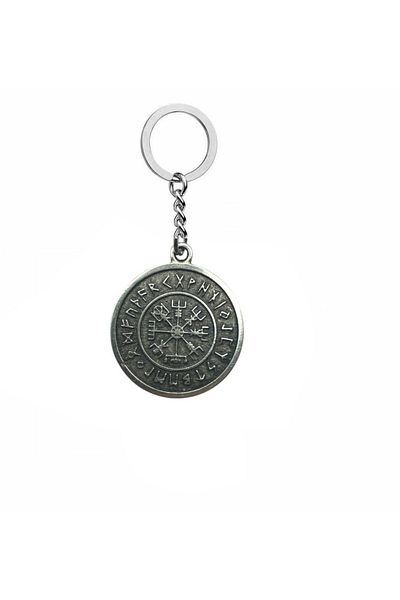 Herşey Nota Viking Compass Locket Unisex Keychain – Symbol of Power and Guidance
