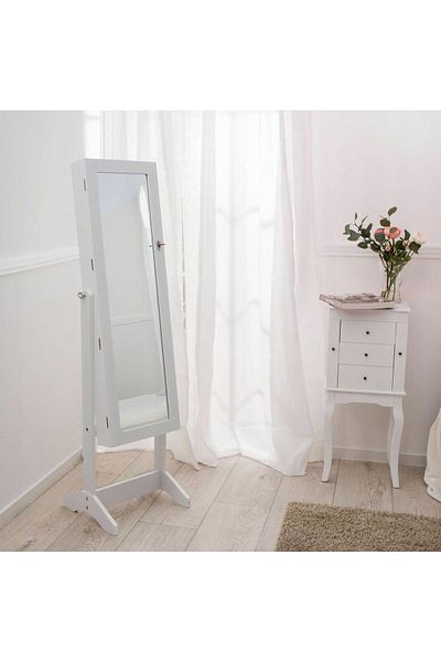 SERSIMO Dressing Table with Mirror and Jewelry Storage, 35x120cm, White