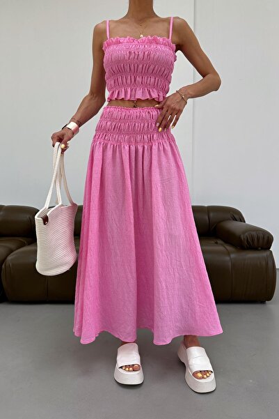 mylove Gipeli Bluz Etek Takım Pembe