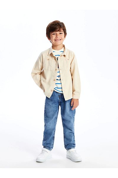 LC Waikiki Lcw Kids Beige Long Sleeve Basic Boy's Shirt