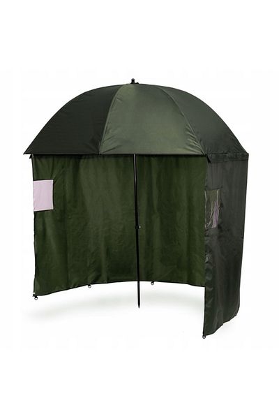 SERSIMO Umbrela pescuit 200x220 cm, perete lateral detasabil si ferestre, reglabil inaltime si unghi, verde