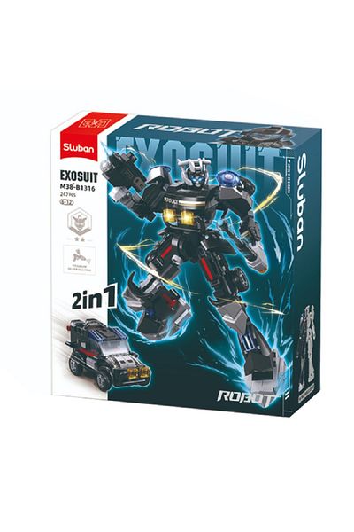Sluban 247-Piece Exosuit 2-in-1 Autobots Police Car Building Set Multicolor