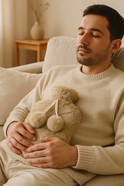 HOLNER 2L Sıcak Su Torbası – Peluş Yumuşak Kumaşlı Kılıf, Katlanabilir ve Güvenli BEJ