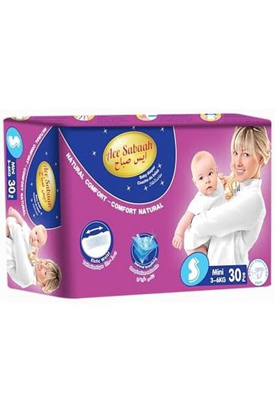 Ace Sabaah Baby Diaper, Small Size, Mini 3-6kg, 30pcs
