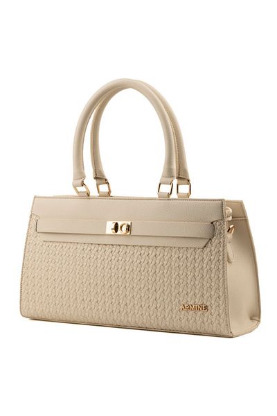 Armine Modern Braided Shoulder Strap Bag Cream Shoulder Bag
