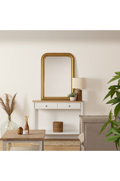 Atmosphera Créateur D'intérieur Atmosphera Adele Vertical Decorative Mirror With Beige Wooden Frame, 74x104 Cm