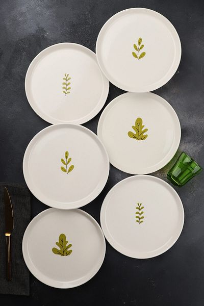 Porselen Diyarı Spring Spring 6 Piece Ceramic 21 cm Cake Plate