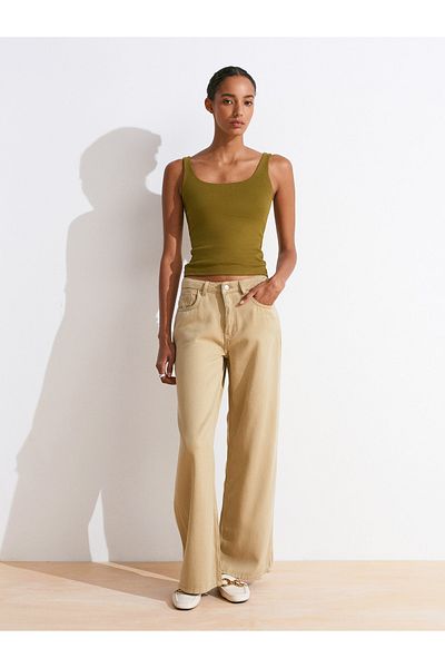 Dilvin 71999 Soft Textured Denim Trousers-Cagla