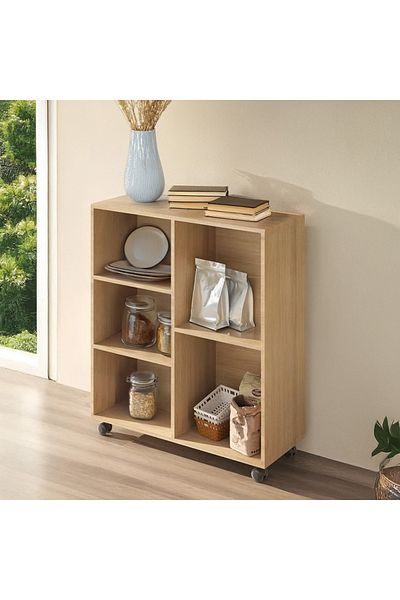 AGD Multi-purpose open design mobile coffee corner cabinet for home, office, living room, and kitchen, brown