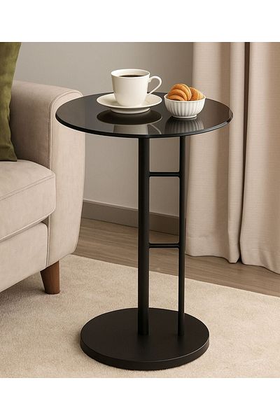 private house Black glass side table