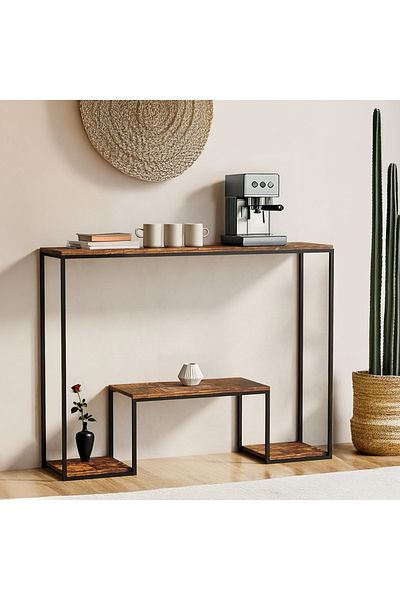 AGD Modern Design 3-Tier Console Table, Coffee Table, Entryway, Living Room, 110*25*86cm